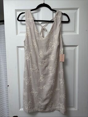 Black Tape_ Beige Embroidered Dress